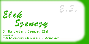 elek szenczy business card